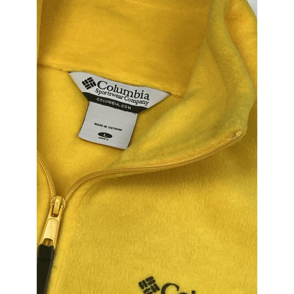 Men's  Columbia Fleece Vest Yellow Full Zip Size Large Zipper Pockets Warm‎